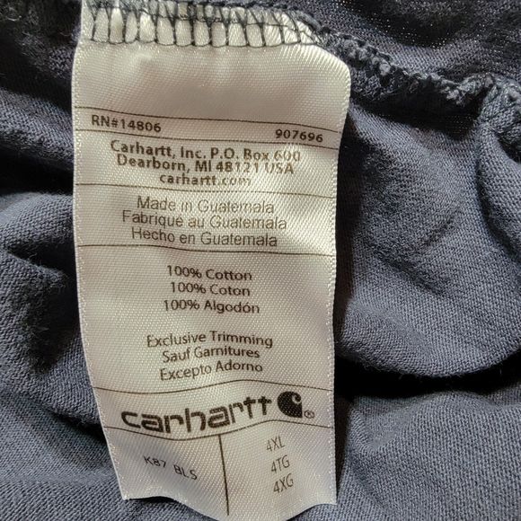 Carhartt SS Tee Dark Navy w/ Pocket - Size 4XL Loose Fit - Picture 5 of 5